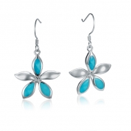 Plumeria Earrings   - ss.Turquoise