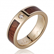 14K 6mm YG Wood Ring Koa