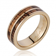 14K  YG Wood Ring Bocote