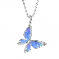 SS Opal Butterfly Pendant
