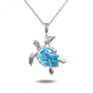 SS 925 Opal Turtle Pendant