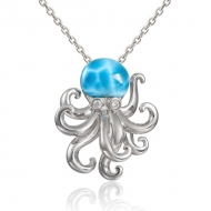 SS 925 Larimar Octopus Pendant