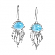 SS 925 Jelly Fish Larimar Earrings