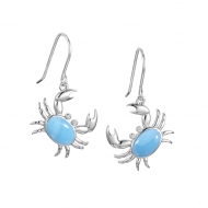 SS Larimar Blue Crab Earrings
