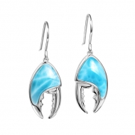 SS 925 Larimar Crab Claw Earrings