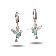 SS 925 Larimar Hummingbird Earrings