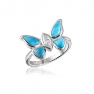 SS 925 Larimar Butterfly Ring