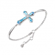 SS 925 Larimar and Opal Cross Bracelet