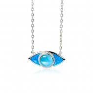 SS 925 Larimar Opal Evil Eye Pendant (L)