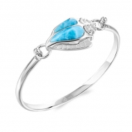 SS 925 Larimar Conch Shell  Bangle Topping