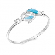 SS 925 Larimar Dolphin  Bangle Topping