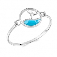 SS 925 Larimar Whale Tail  Bangle Topping