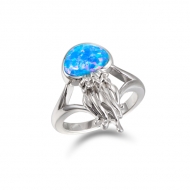 SS Opal Jelly Fish Ring