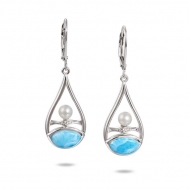 SS 925 Larimar and FWP Earrings