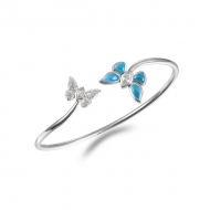 SS 925 Larimar Butterfly Bangle