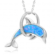 SS 925 Opal Dolphin Pendant