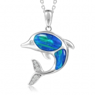 SS 925 GR Opal Dolphin Pendant