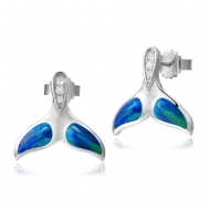 SS 925 GR Opal Whale Tail Earrings