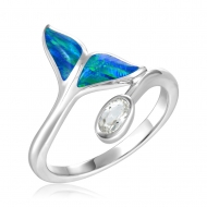 SS 925 GR Opal Whale Tail Ring