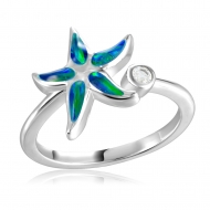 SS 925 GR Opal Starfish Ring