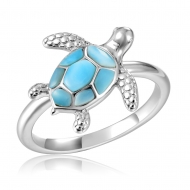 SS 925 Larimar Turtle Ring