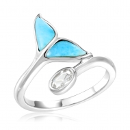 SS 925 Larimar Whale Tail Ring