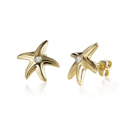 14K YG Starfish Earrings