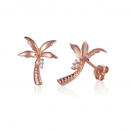14K PG Palm Tree Earrings