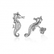 14K WG Seahorse Earrings