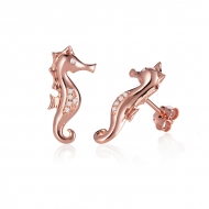 14K PG Seahorse Earrings