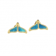 14KY Larimar Whaletail Earrings