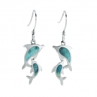 14KW Larimar Dolphin Earrings