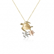 14K Mom and Baby Turtle pendant YWP