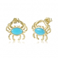14KY Larimar Blue Crab Earrings