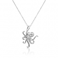 14K WG Octopus Pendant