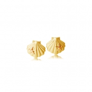 14K YG Larimar Shell Earrings