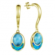 14K YG Larimar Opal Earring LB