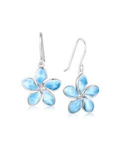 SS Larimar Plumeria Earrings 15mm