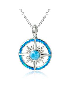 SS 925 Larimar Opal Compass Pendant (M)