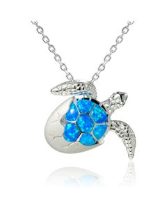 SS 925 Opal Hatching Turtle Pendant