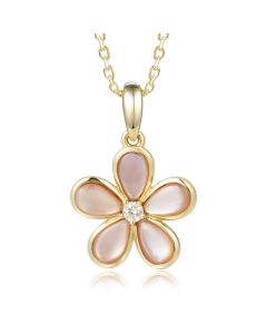 14KY MOP P Plumeria Pendant
