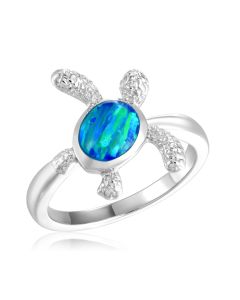 SS 925 GR Opal Turtle Ring