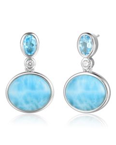 SS 925 Larimar Round Drop Earrings