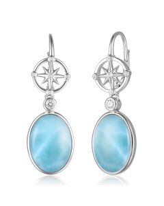 SS 925 Larimar Oval Drop Earrings