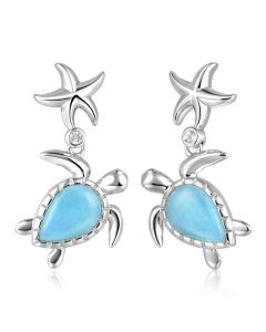 SS 925 Larimar Starfish Drop Earrings