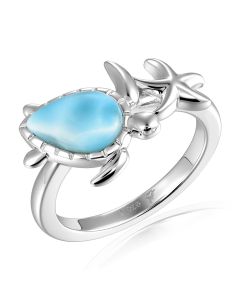 SS 925 Larimar Starfish Ring