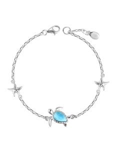 SS 925 Larimar Starfish Bracelet