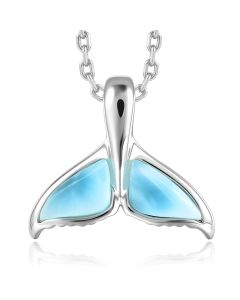 SS 925 Larimar Whale Tail Pendant