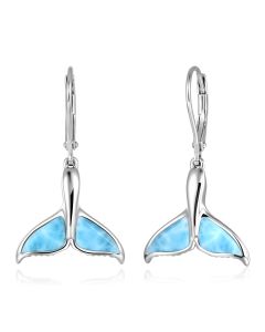 SS 925 Larimar Whale Tail Drop Earrings