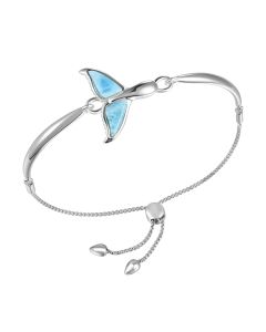SS 925 Larimar Whale Tail Bracelet
